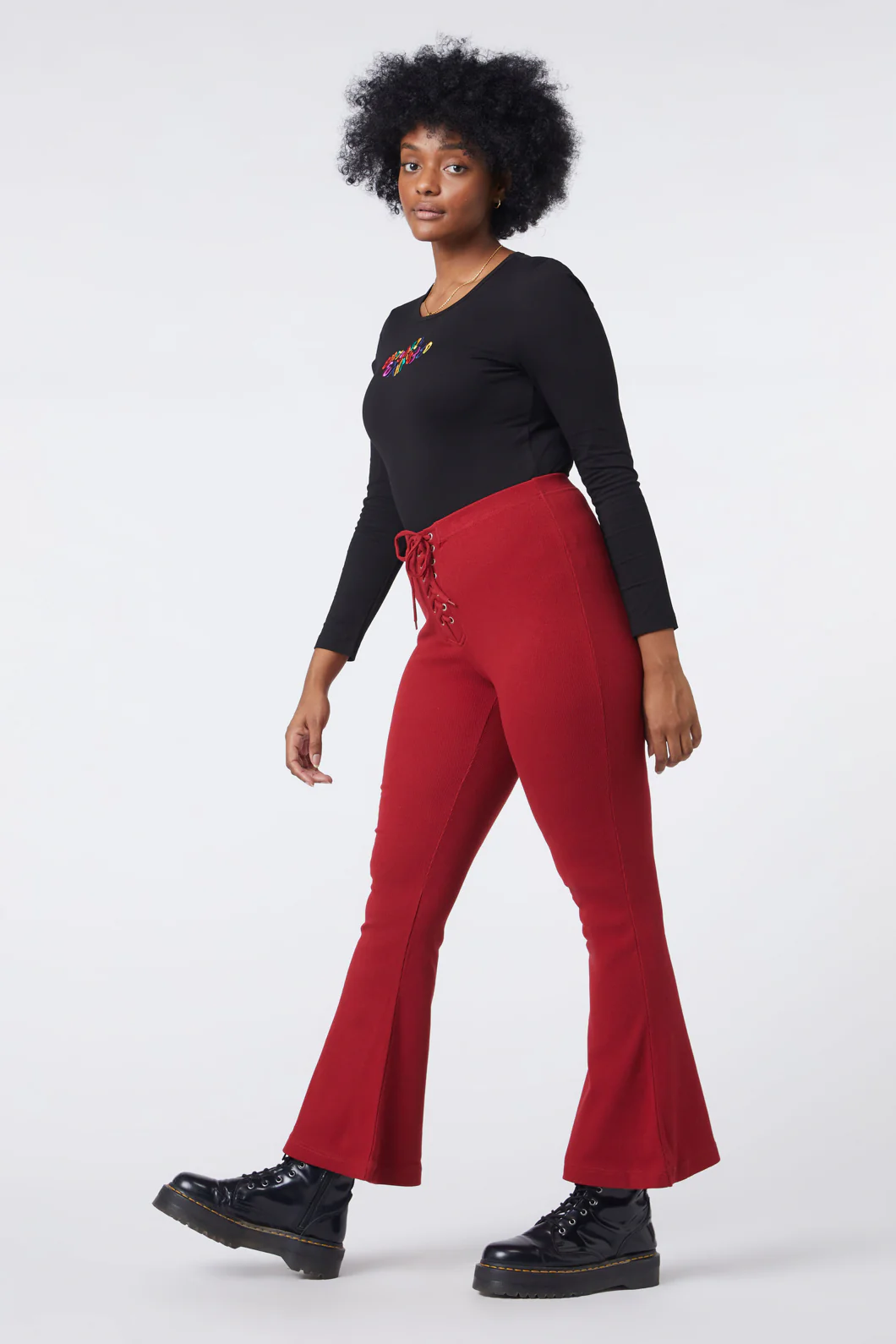90S Lacing Flare Rib Pant - Image 13