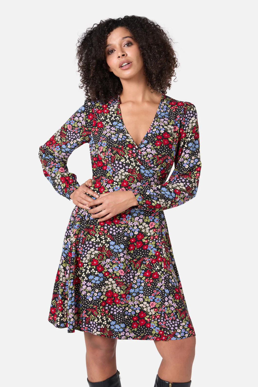 Ada 90's Floral Mini Wrap Dress - Image 2
