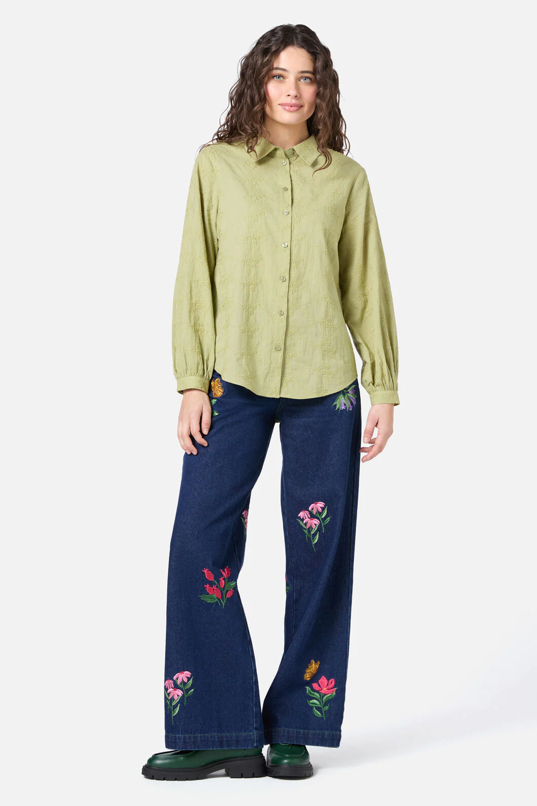 Ada Embroidered Flower Shirt - Image 2