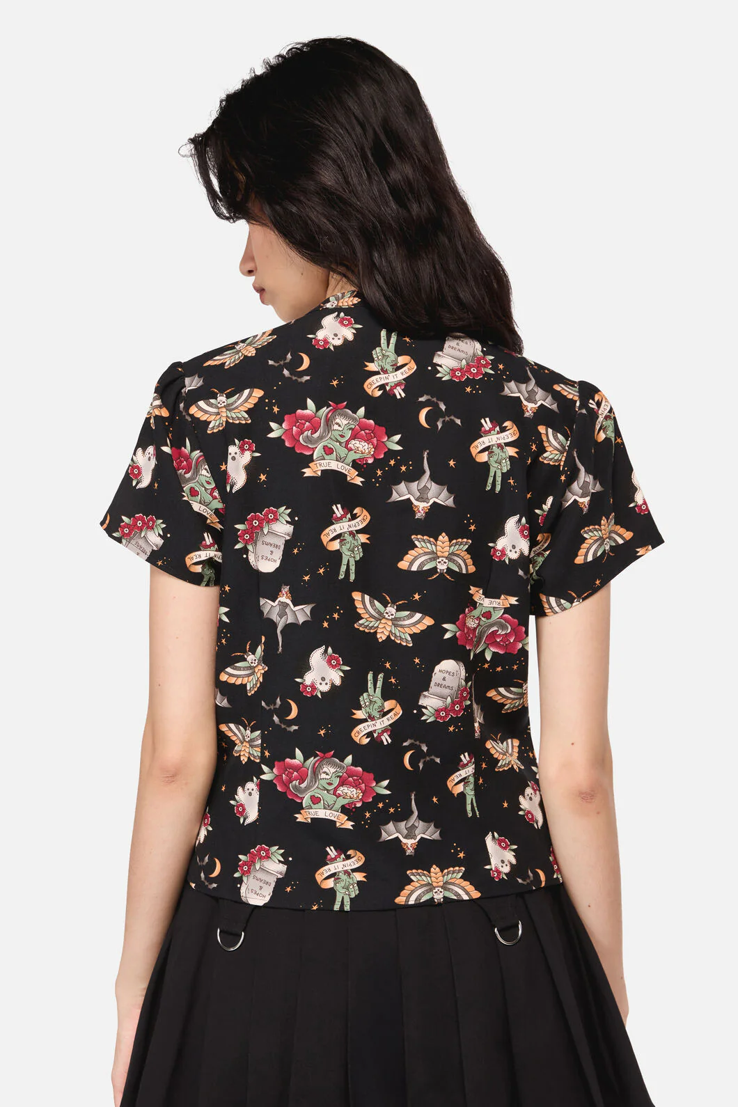 All Hallows Eve Tattoo Print Blouse - Image 3