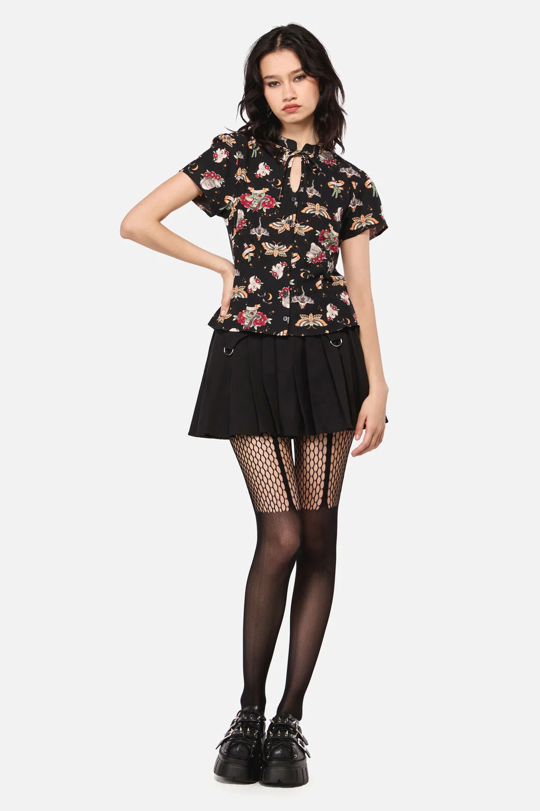 All Hallows Eve Tattoo Print Blouse - Image 4