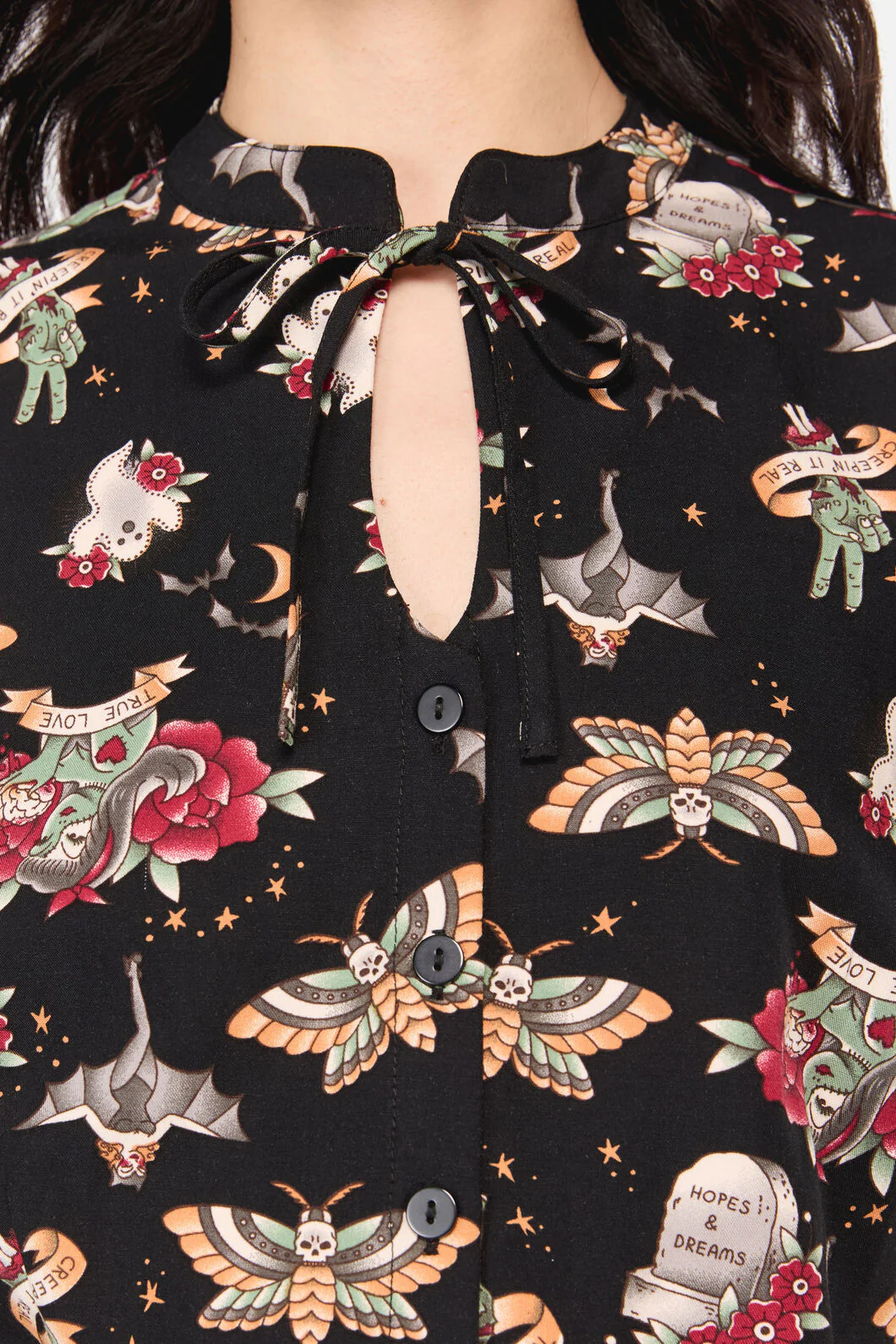 All Hallows Eve Tattoo Print Blouse - Image 5
