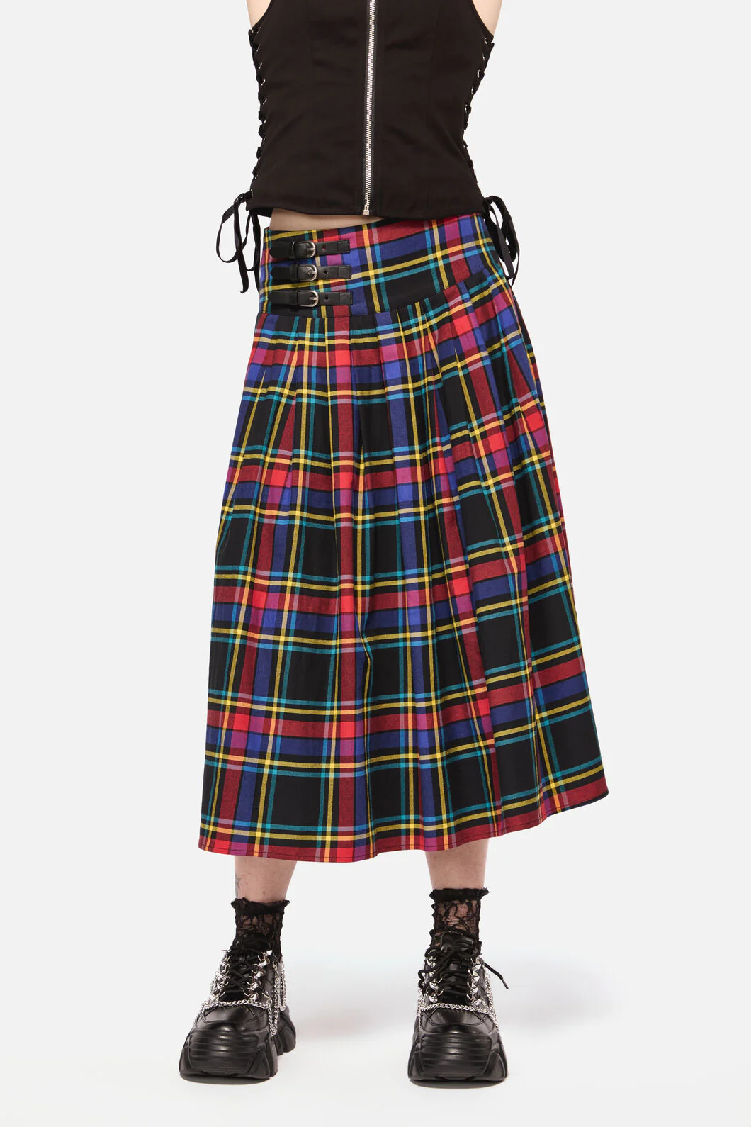 Anarchic Tartan Midi Skirt - Image 4
