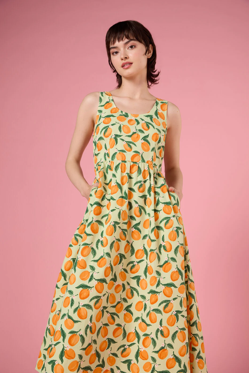 Apricots Gathered Midi Dress - Image 2