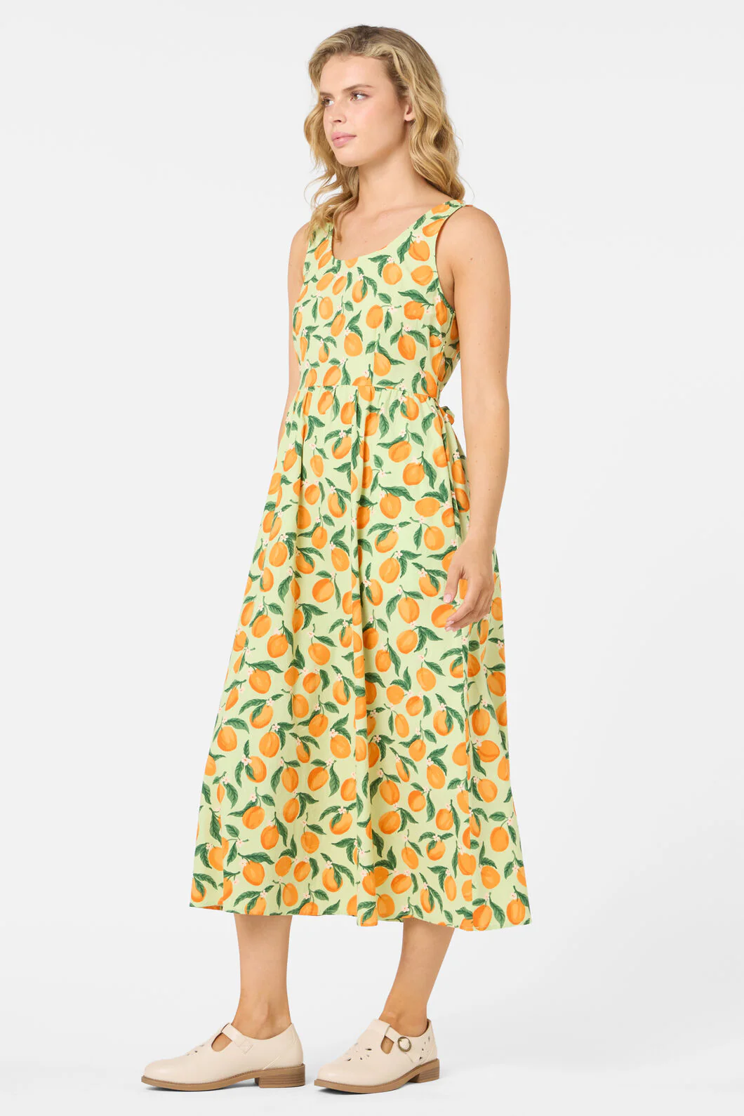 Apricots Gathered Midi Dress - Image 5