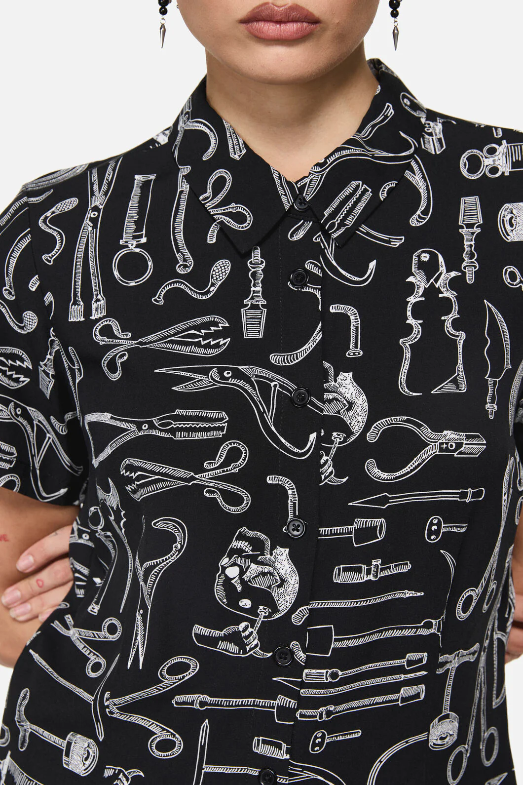 Barbaric Goth Print Blouse - Image 5