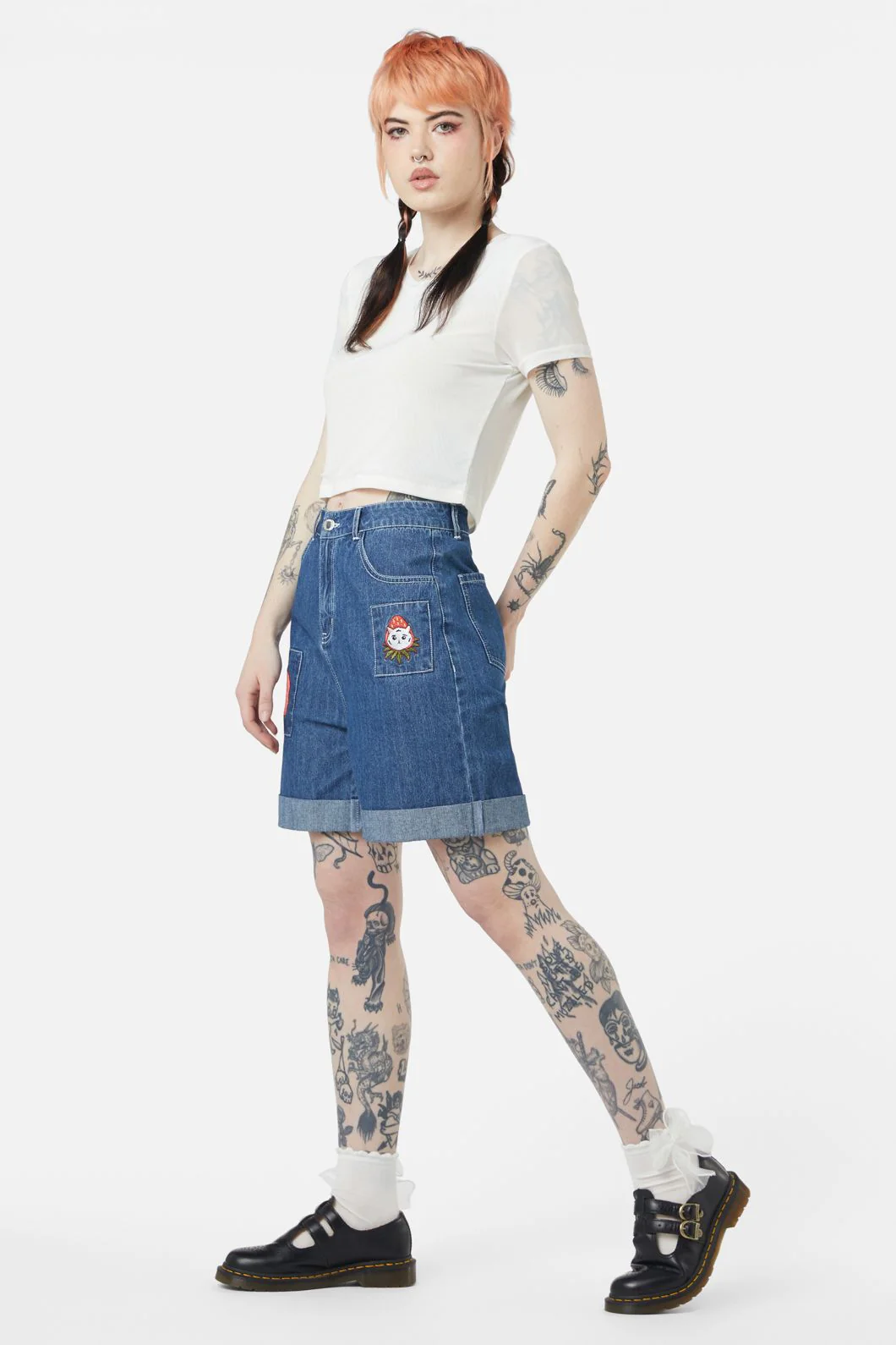 Berry Kitty Denim Shorts - Image 3