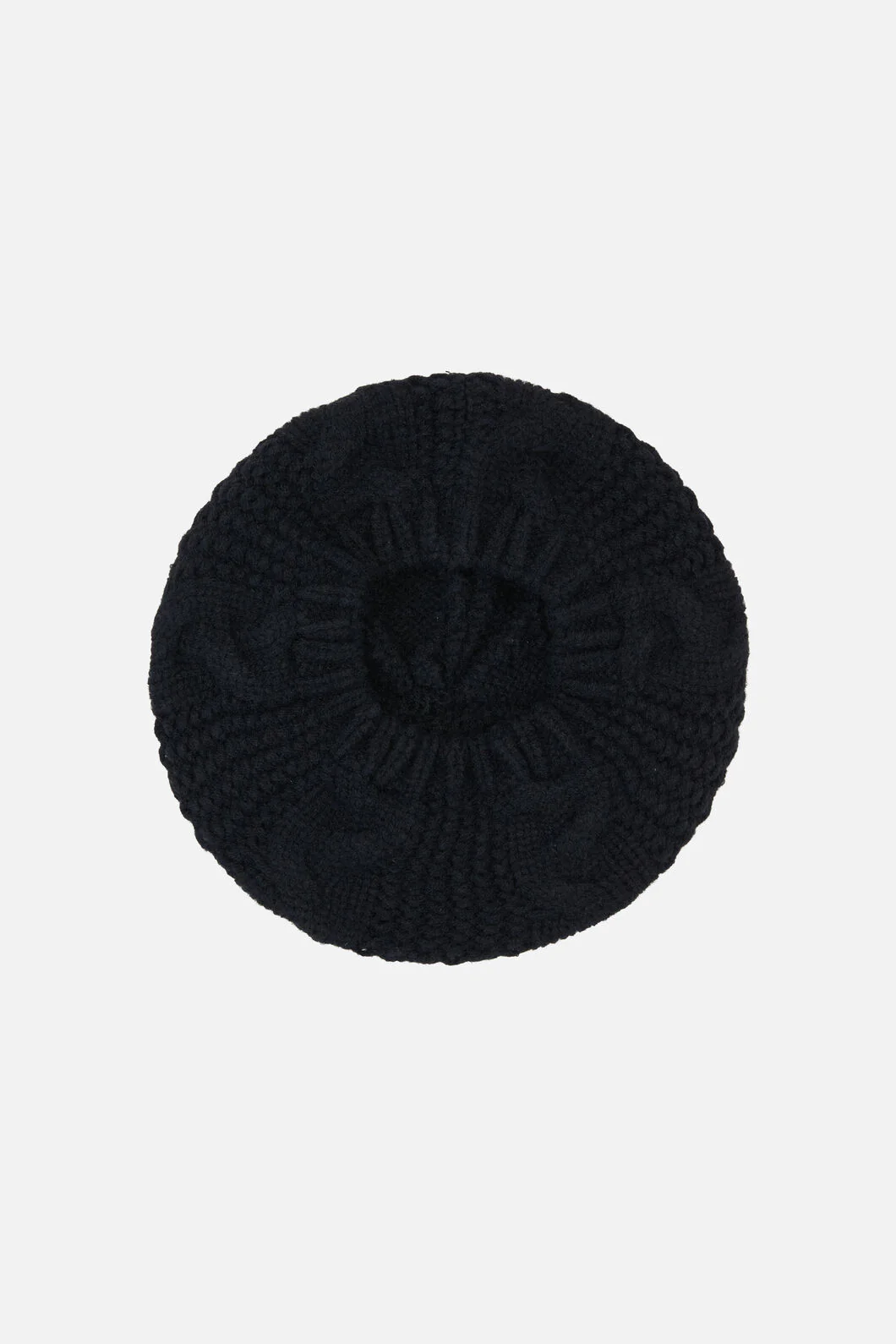 Black Cable Knit Beret - Image 2