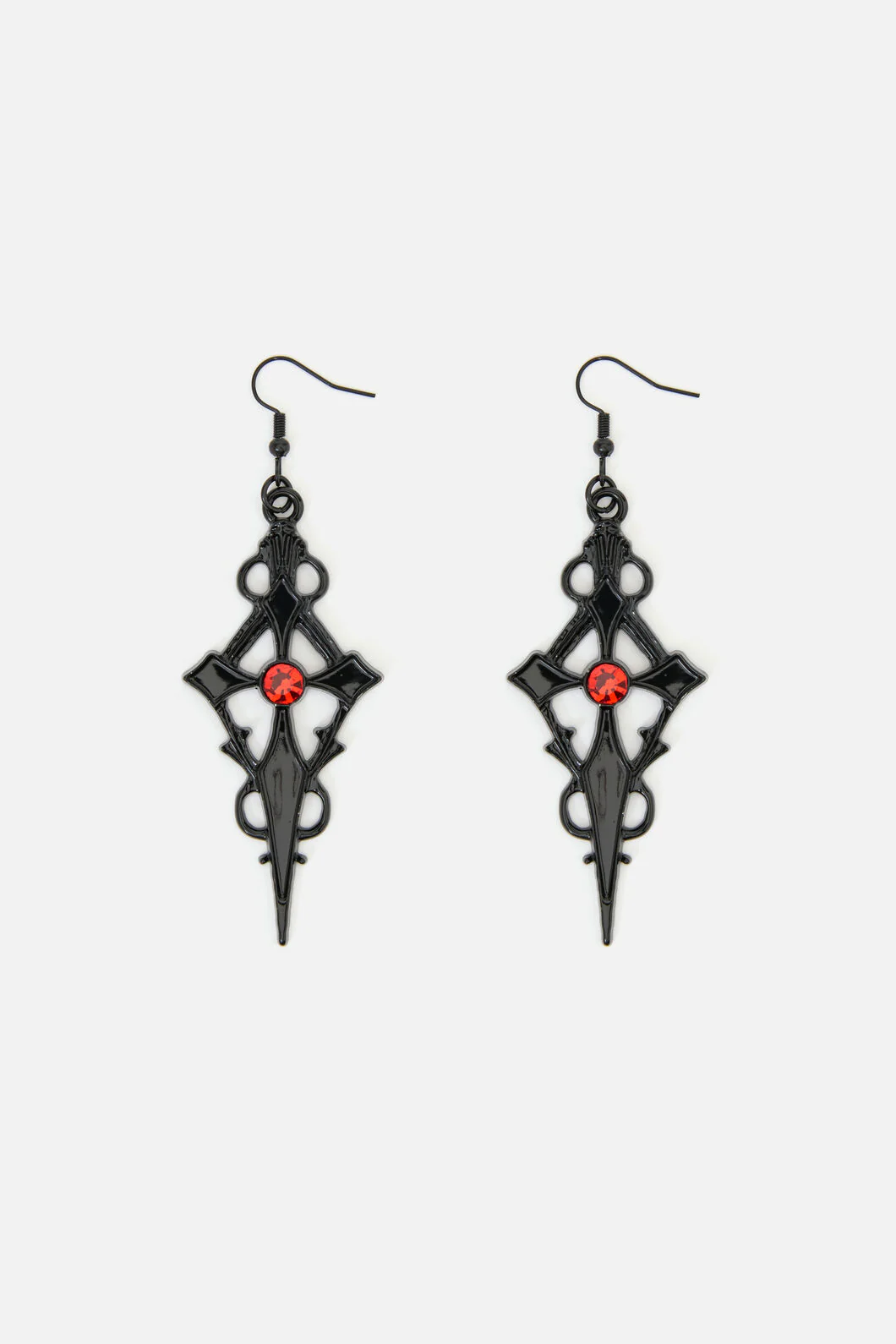 Black Gothic Cross Earrings