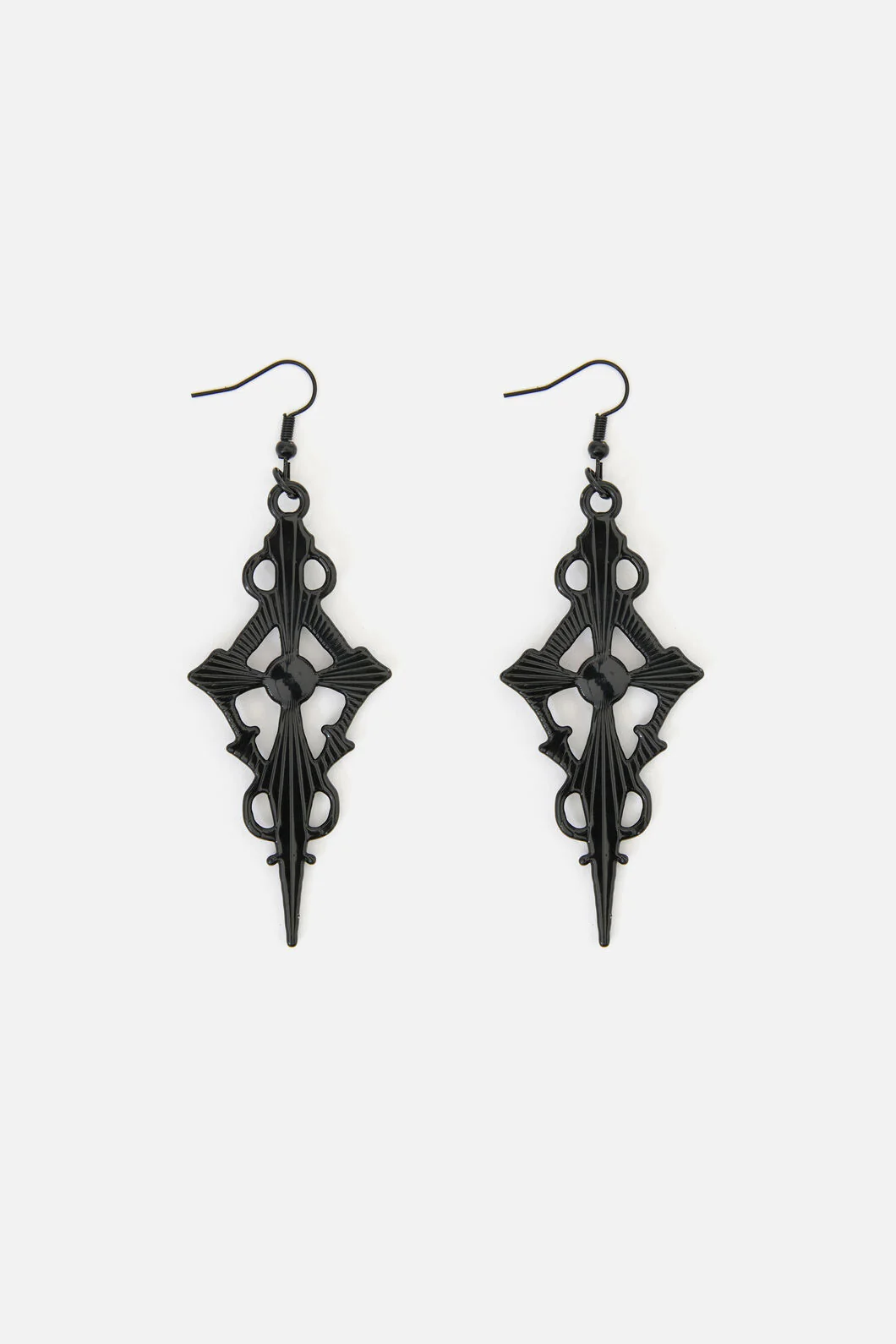 Black Gothic Cross Earrings - Image 2
