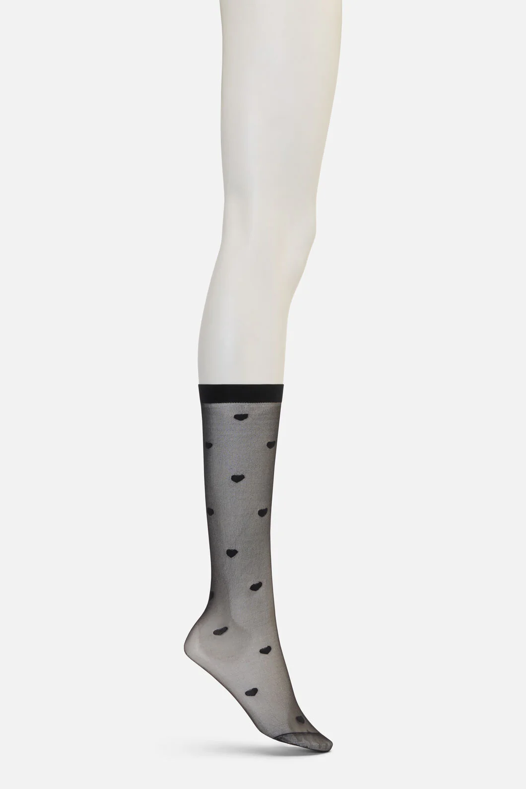 Black Heart Mesh Long Socks - Image 2
