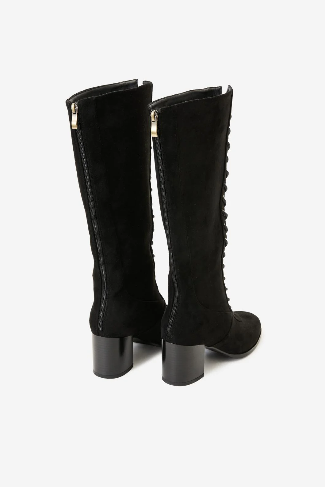 Black Lace Up Knee High Boot - Image 4