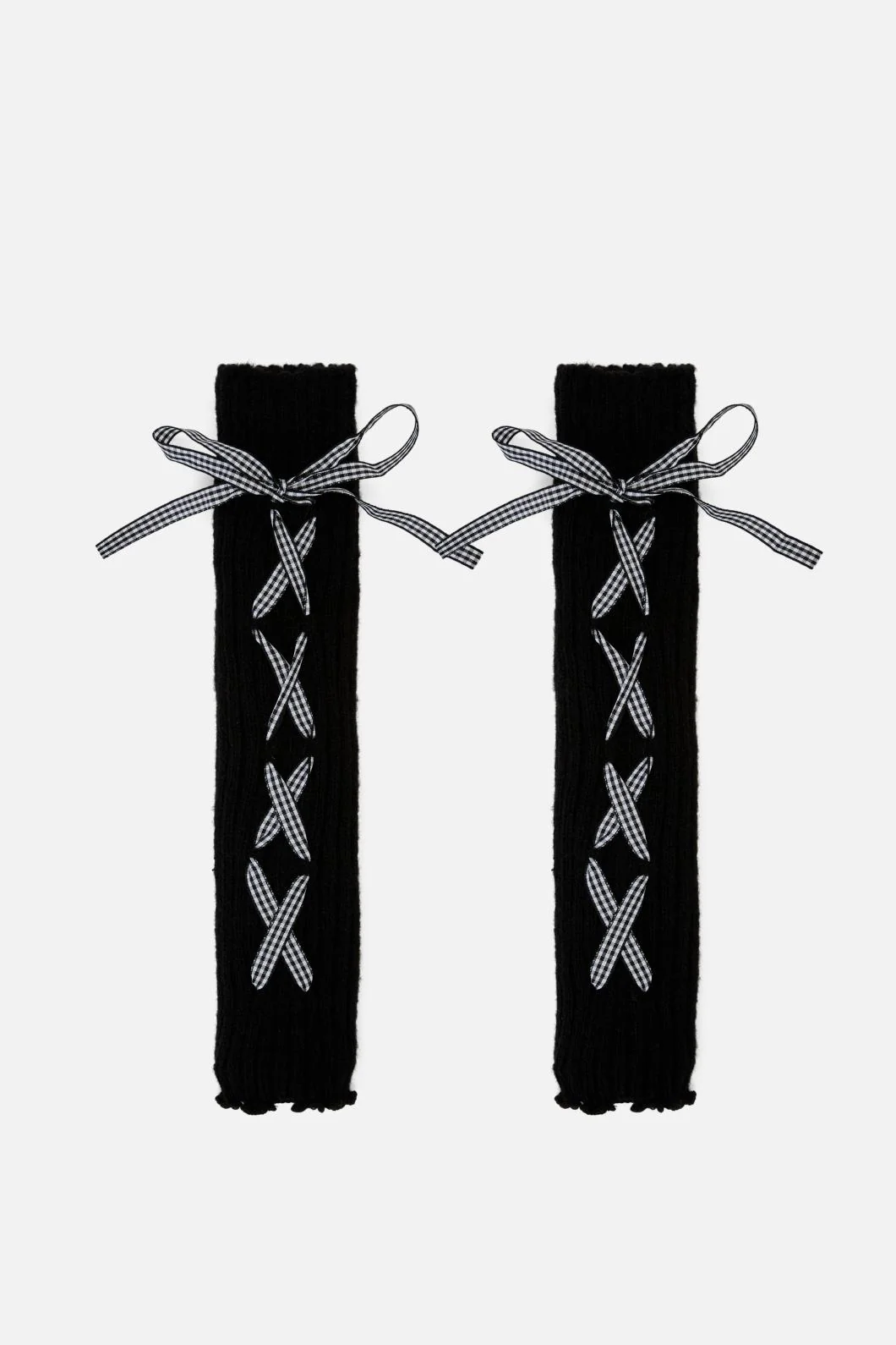 Black Lace Up Leg Warmers - Image 3