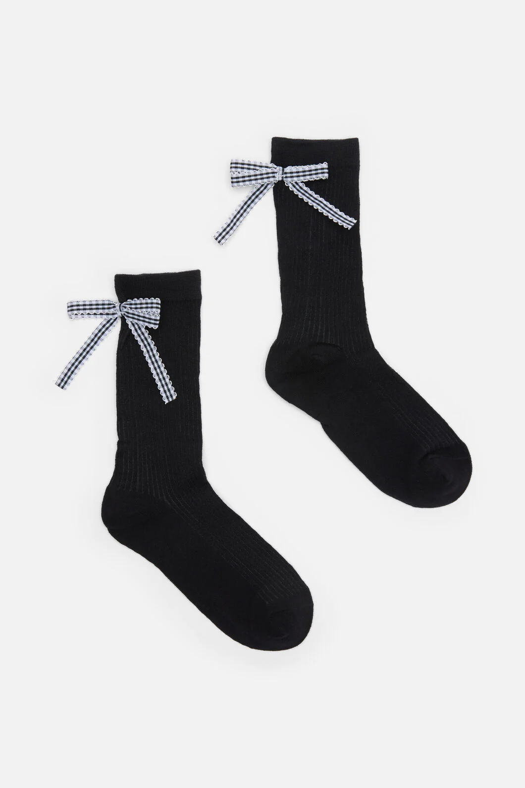 Black Rib Socks with Bow