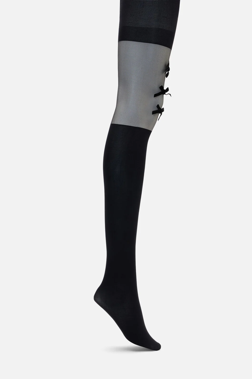 Black Suspender Bow Tights - Image 2