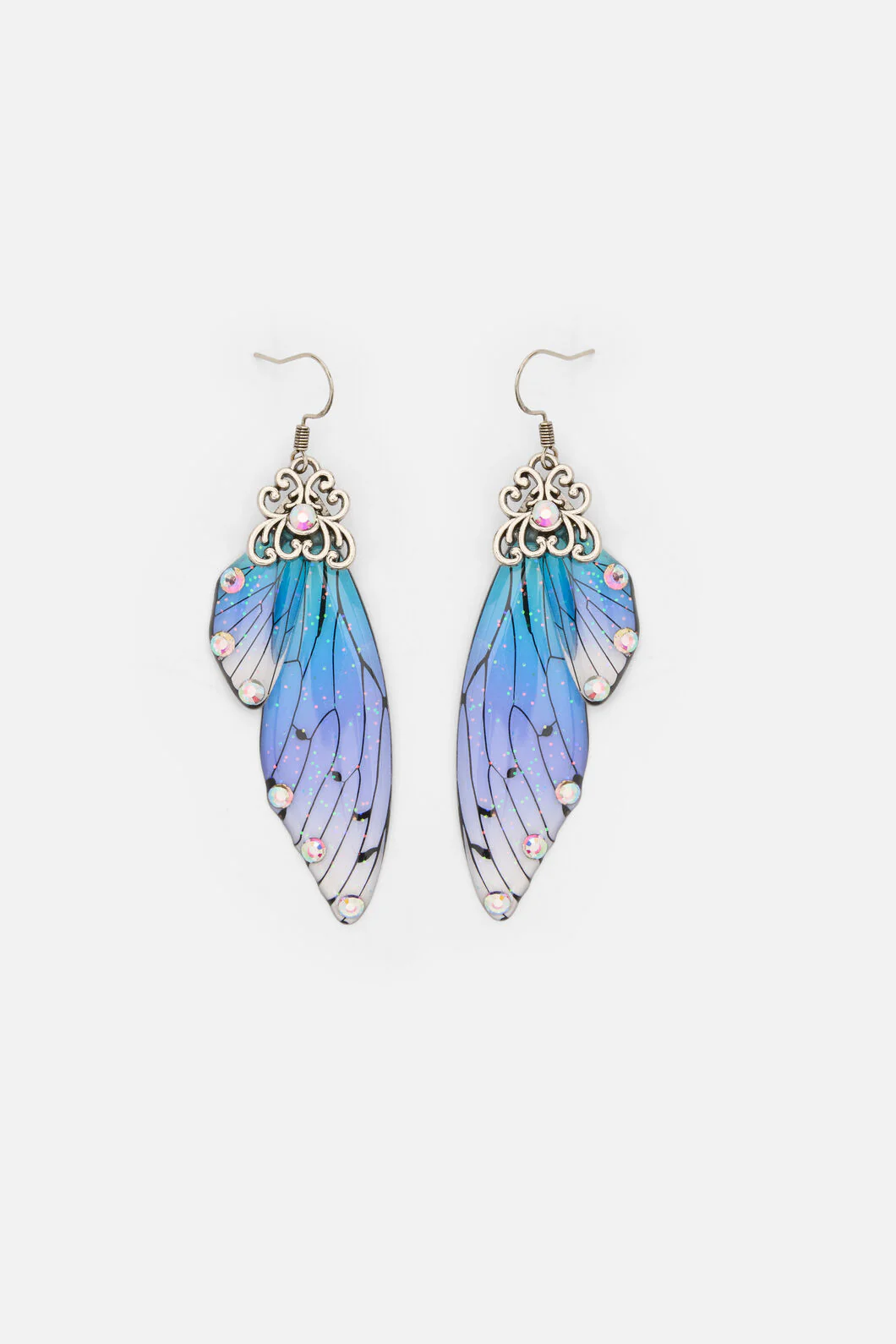 Blue Ornate Wing Earrings - Image 3