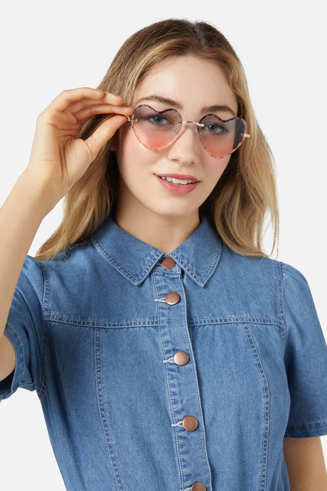 Blue Pink Heart Sunglasses - Image 2