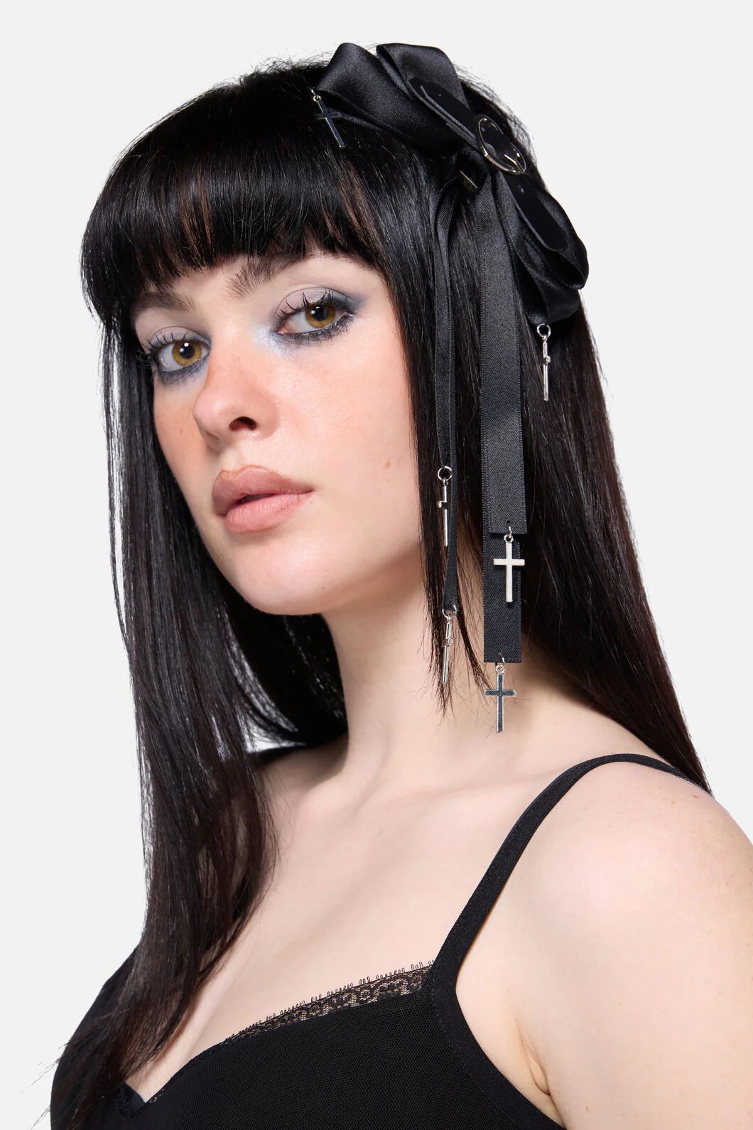 Bow & Cross Charm Hair Clip