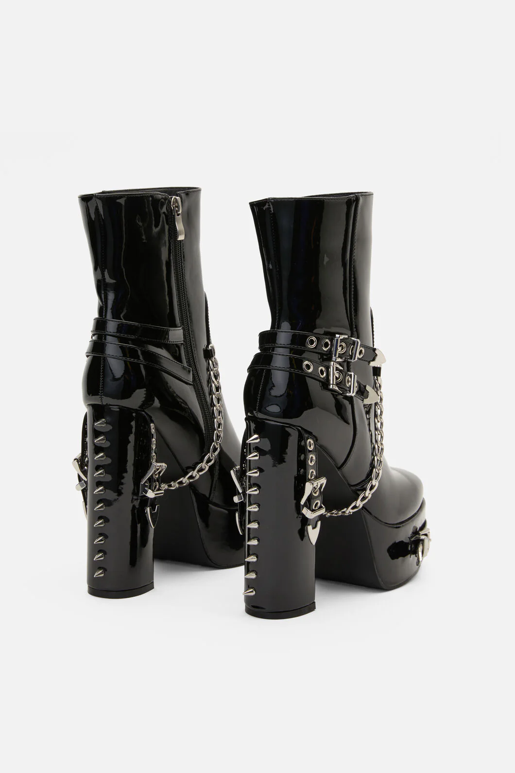 Buckle Patent Heel Boots - Image 5