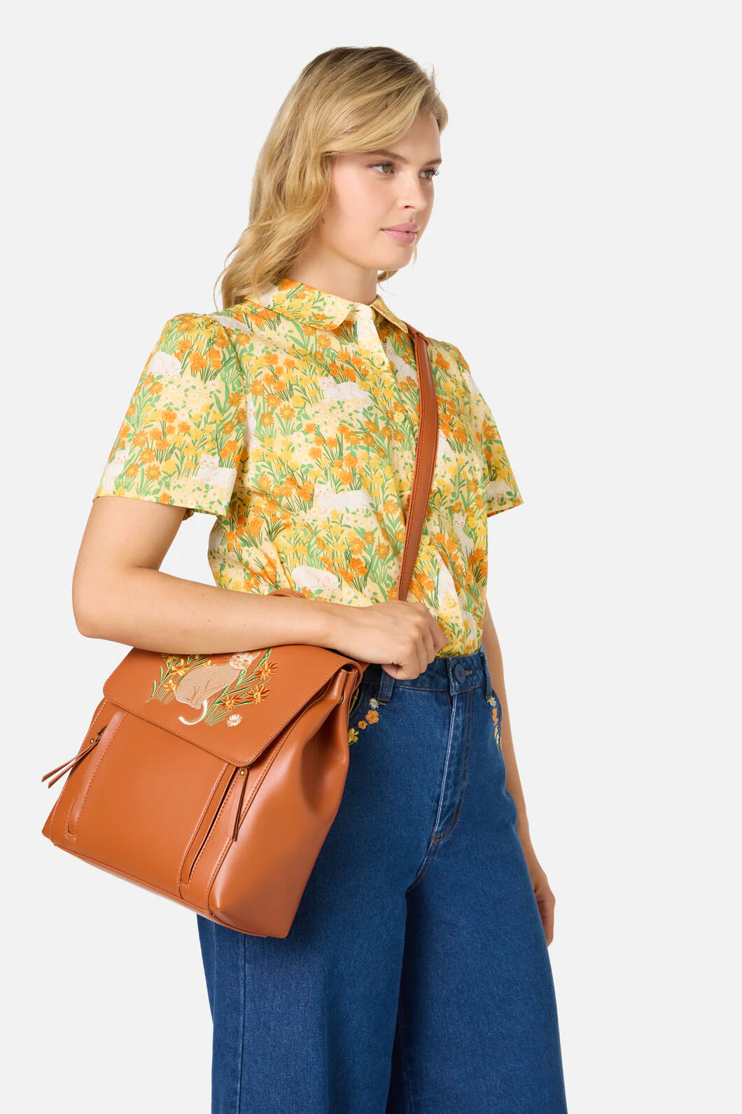 Cat & Flora Embroidery Backpack - Image 2