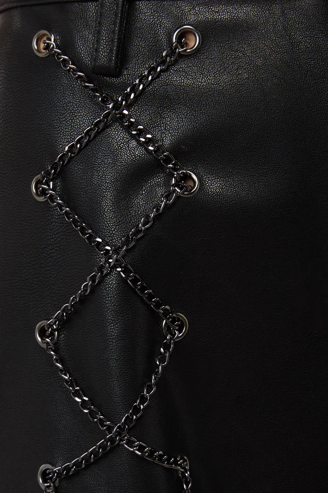 Chain Lace Up PU Short - Image 5