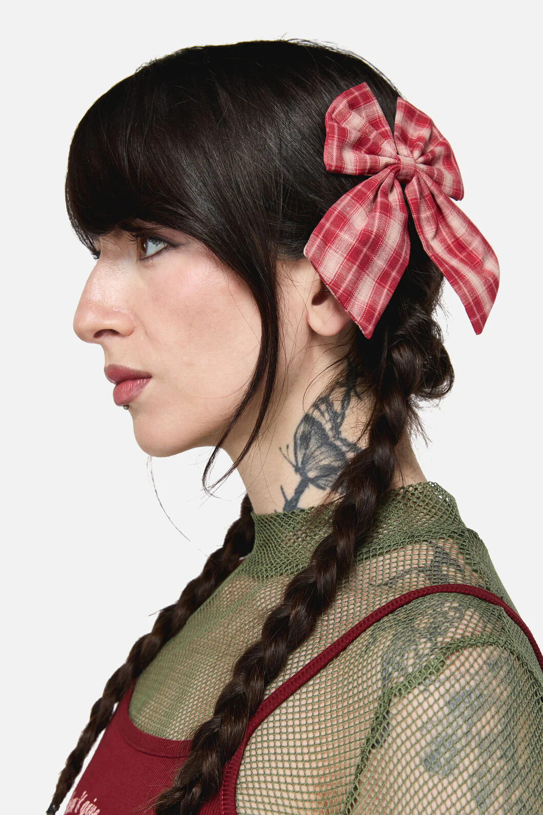 Check Bow Slide Hair Clip