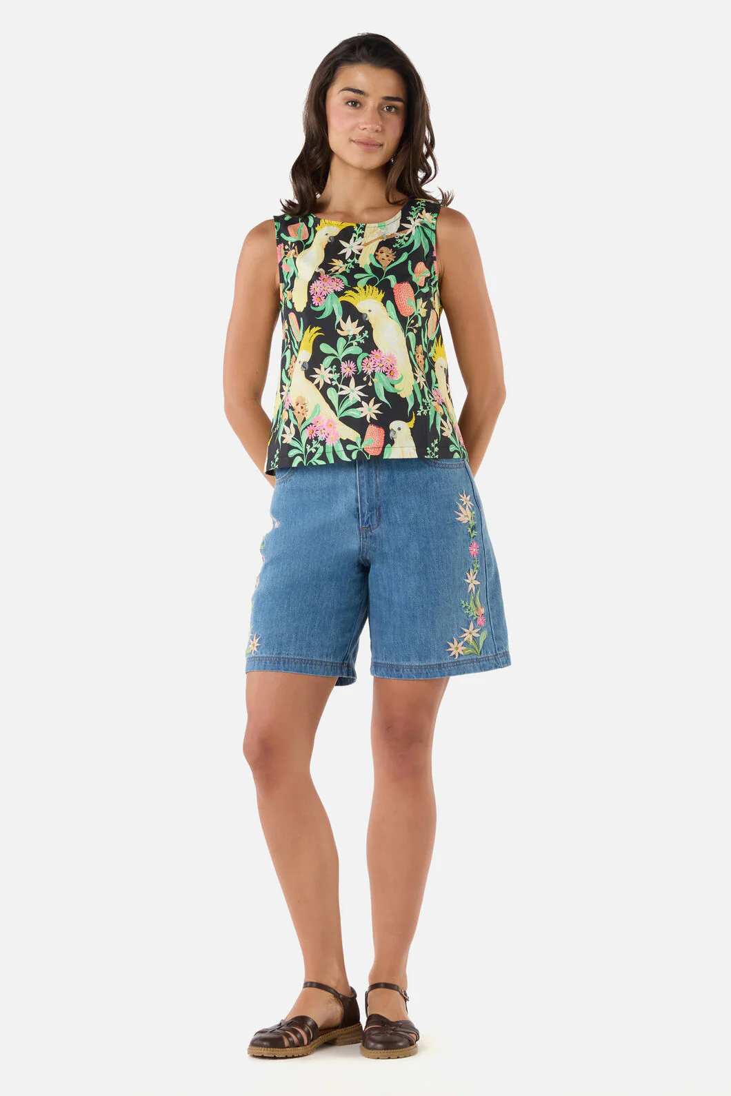 Cockatoo & Flora Shell Top