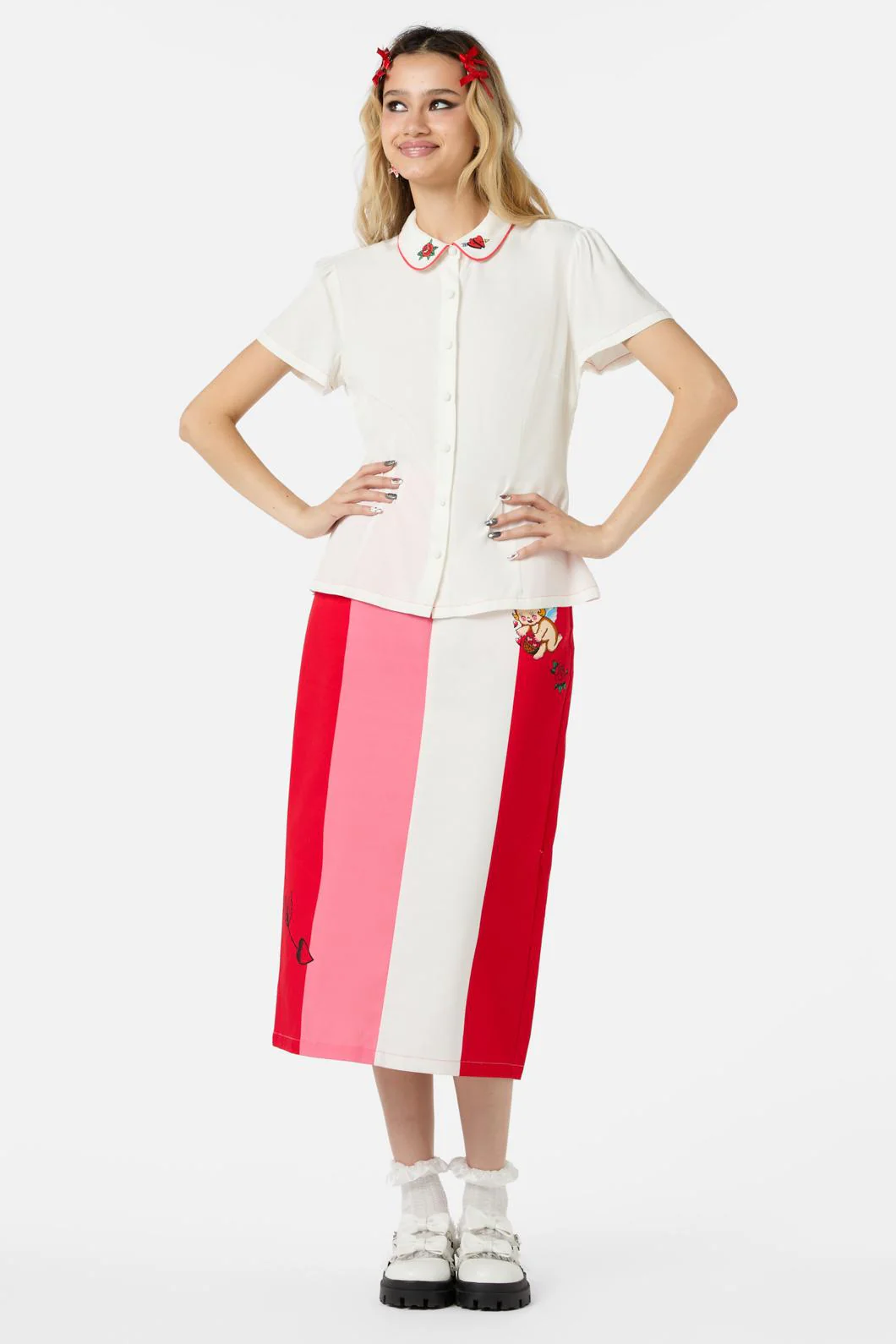 Collar Embroidery Blouse - Image 3