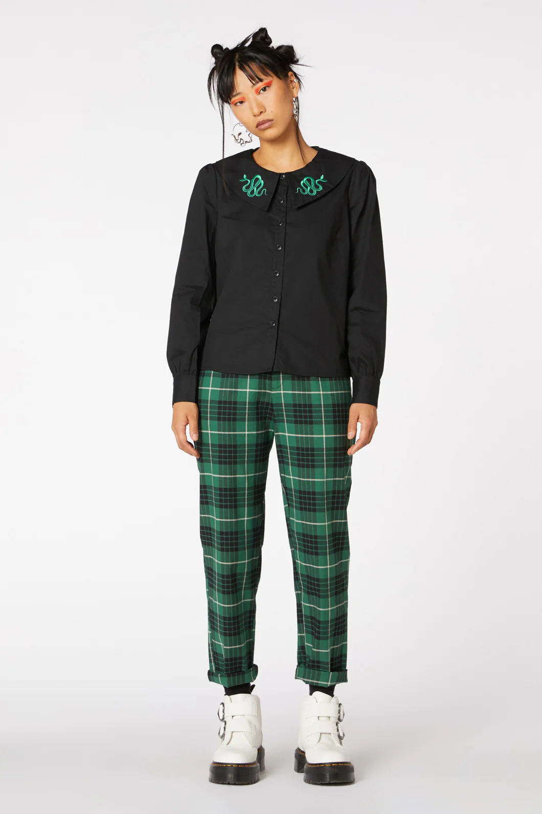 Collar Snake Cotton Blouse - Image 2