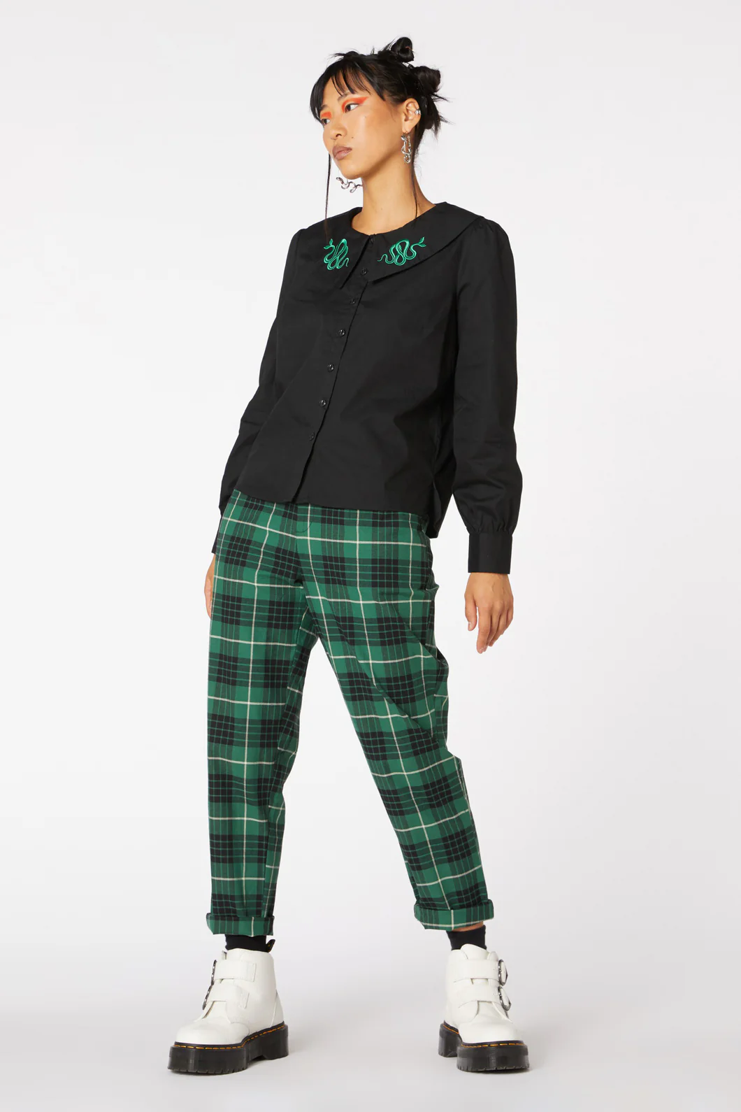 Collar Snake Cotton Blouse - Image 3