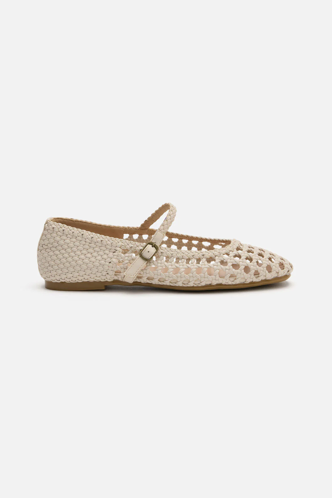 Cream Weave Flat Shoe - Image 2