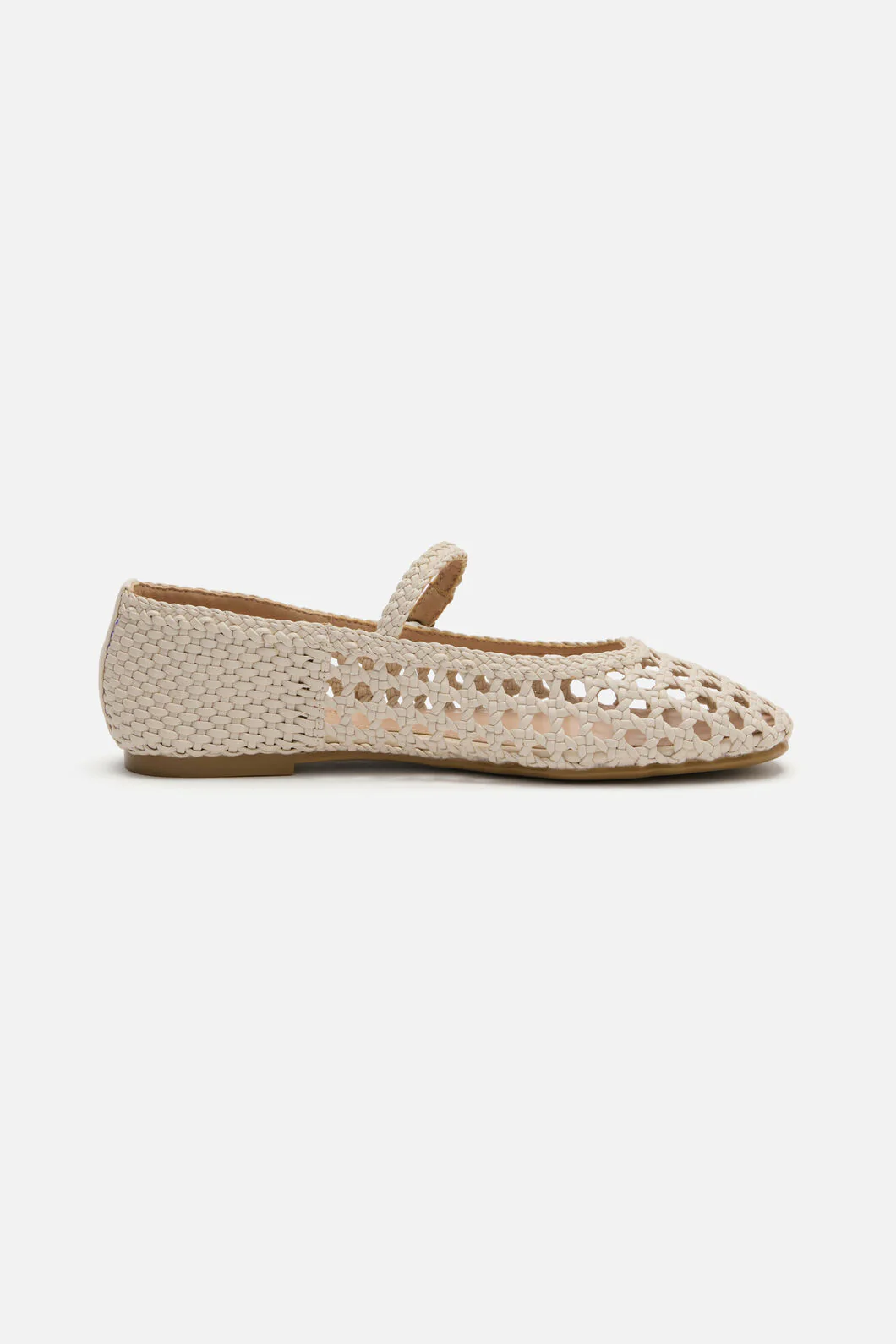 Cream Weave Flat Shoe - Image 3
