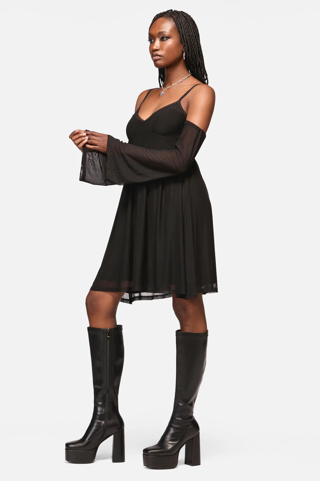 Cross Wise Mesh Dress - Image 3