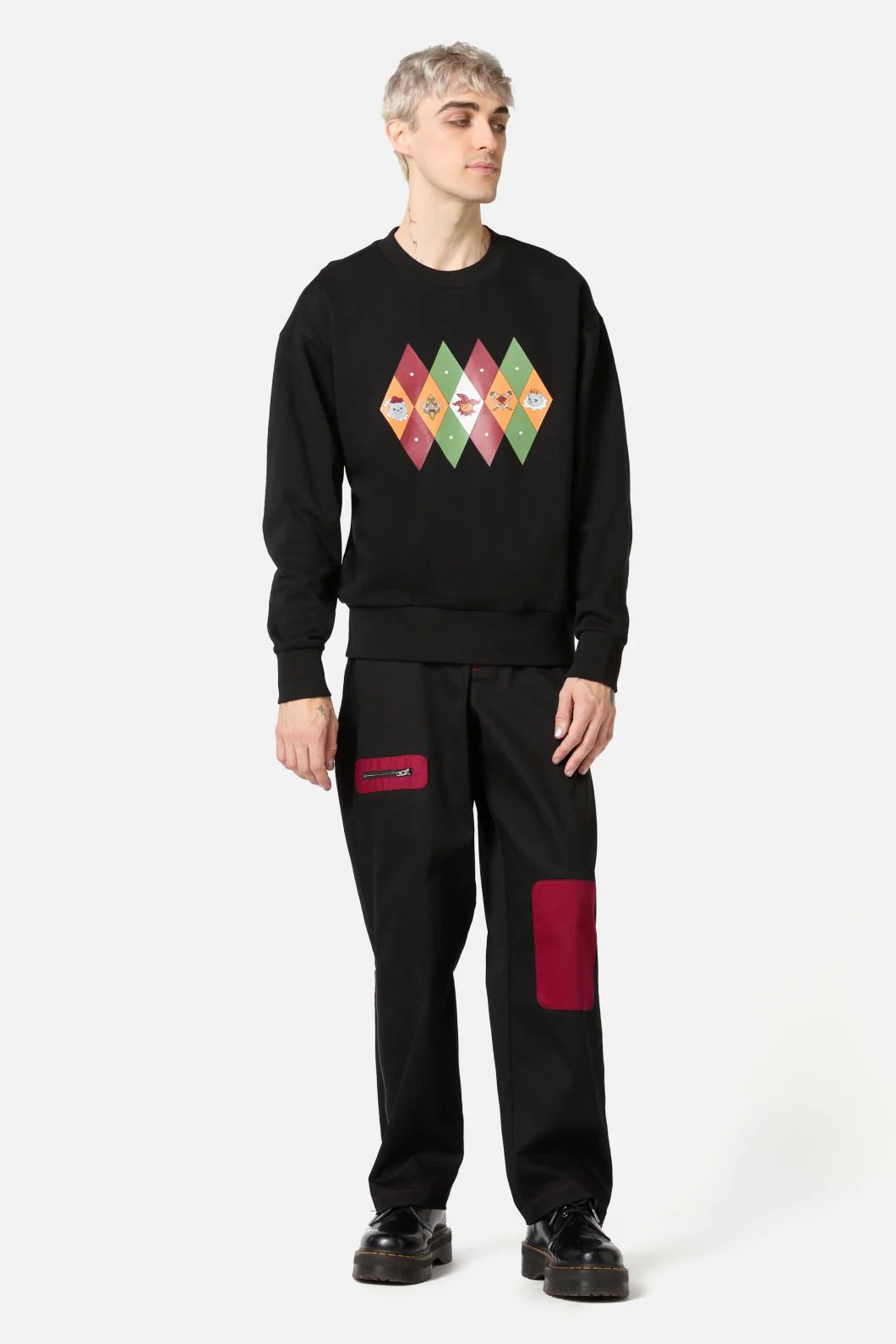 Crowned Cats Argyle Sweater - Image 2