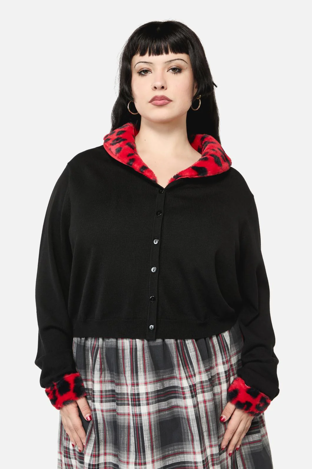 Curve Moggy Faux Fur Trim Cardigan