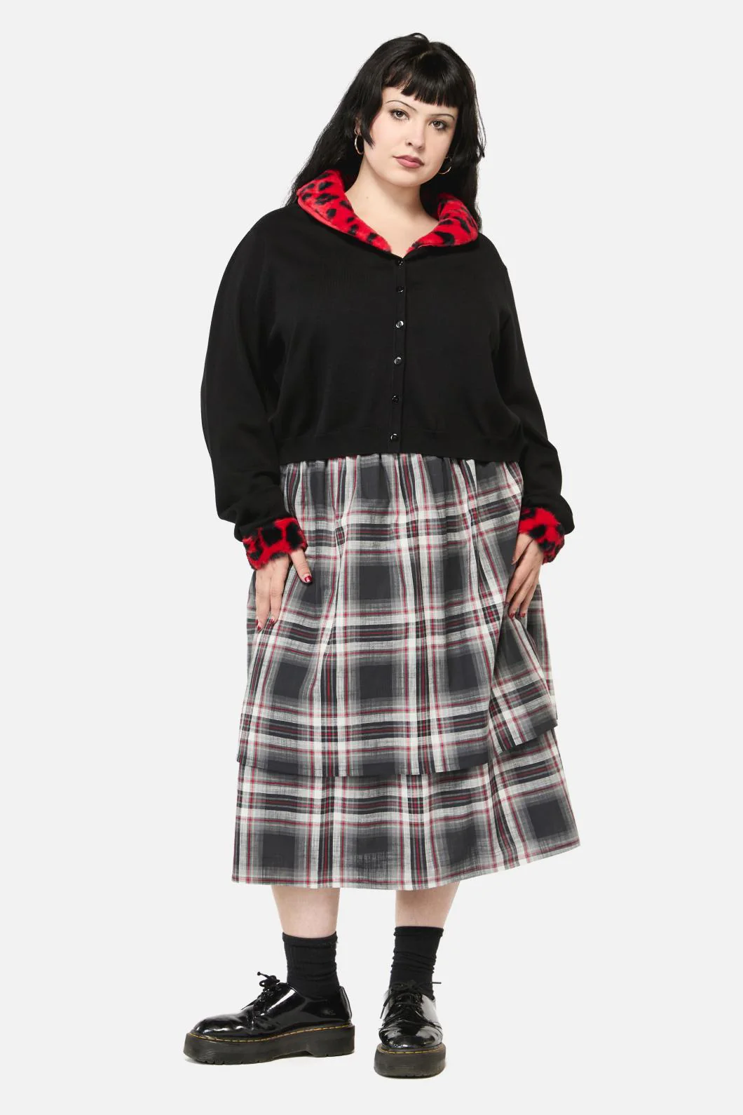 Curve Moggy Faux Fur Trim Cardigan - Image 2
