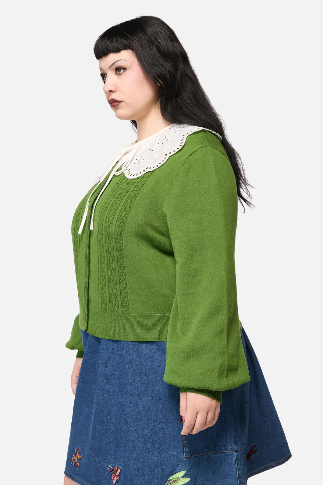 Curve Insect Lover Lace Trim Cardigan - Image 2