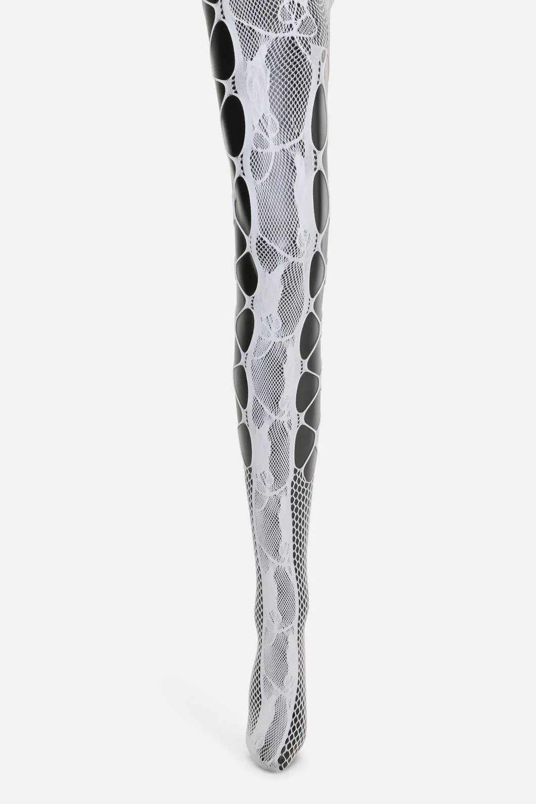 Cut Out Floral Mesh Tights - Image 3