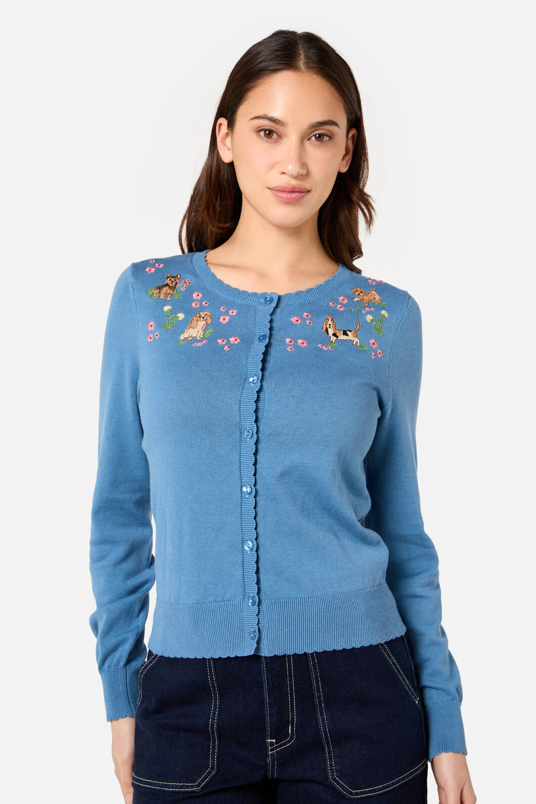 Cute Dogs Embroidered Cardigan - Image 4