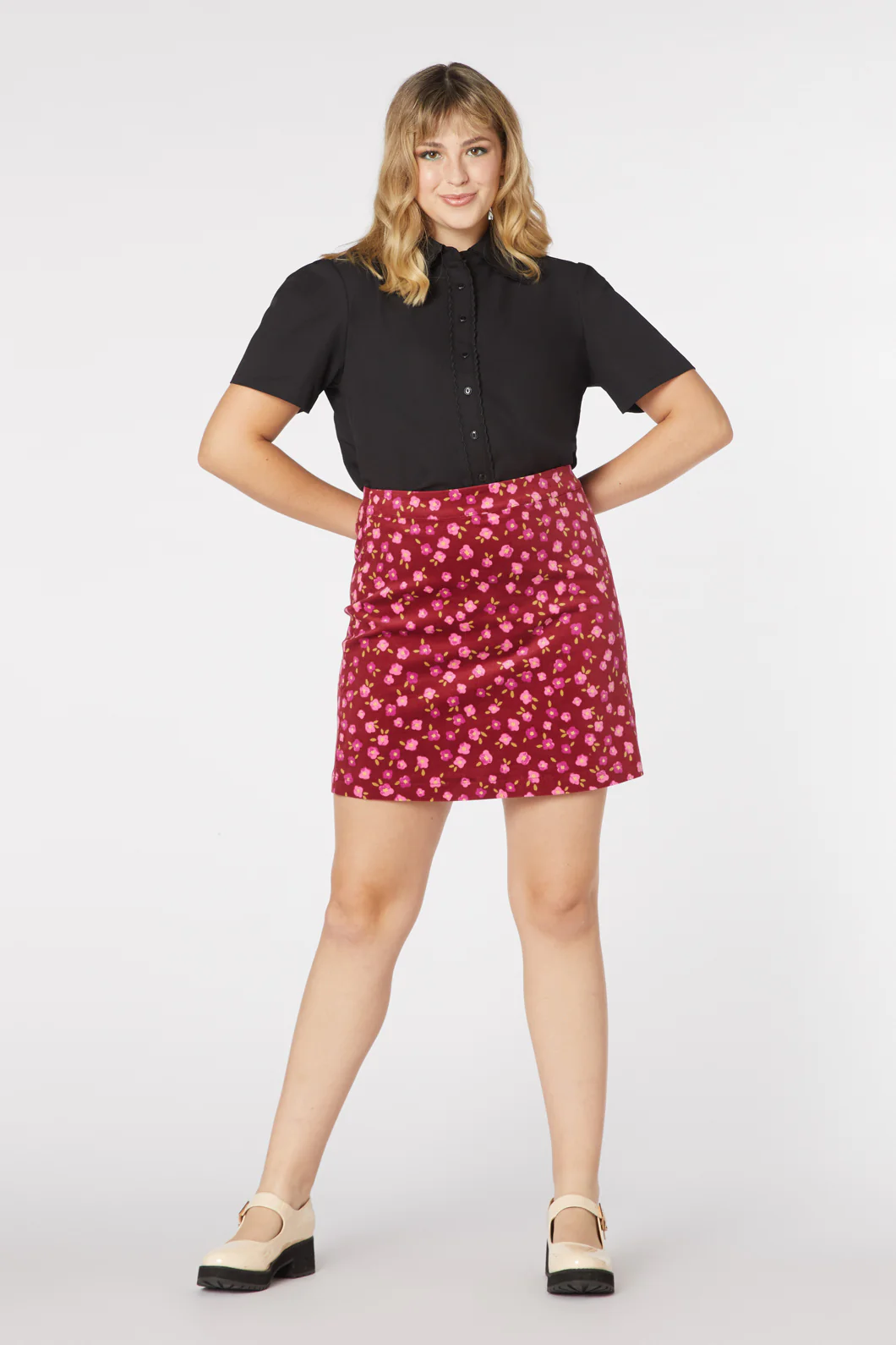 Danielle Ditsy Cord Skirt - Image 11