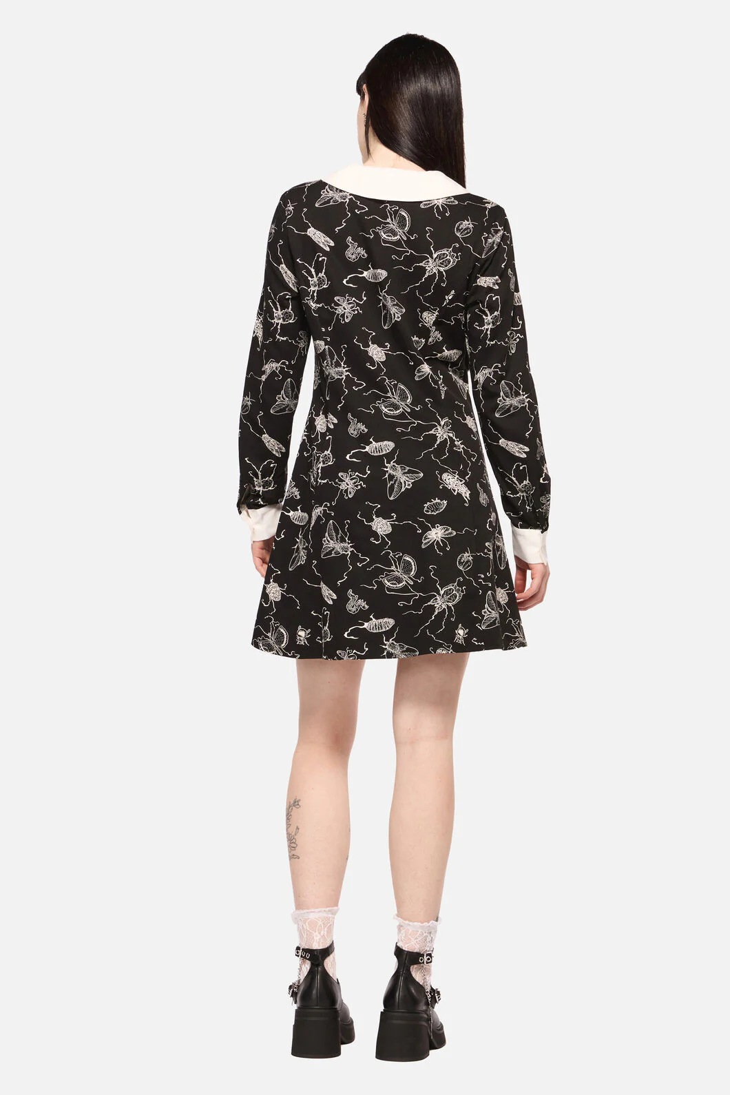 Dark Pieridae Print Long Sleeve Dress - Image 3