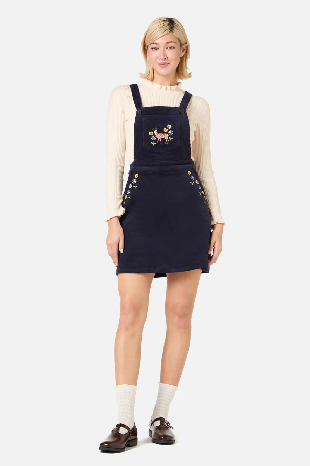 Deer Embroidered Cord Pinny