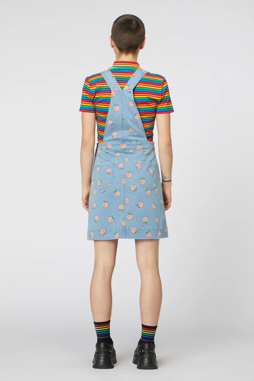 Denim Peach Bib Pinafore - Image 4