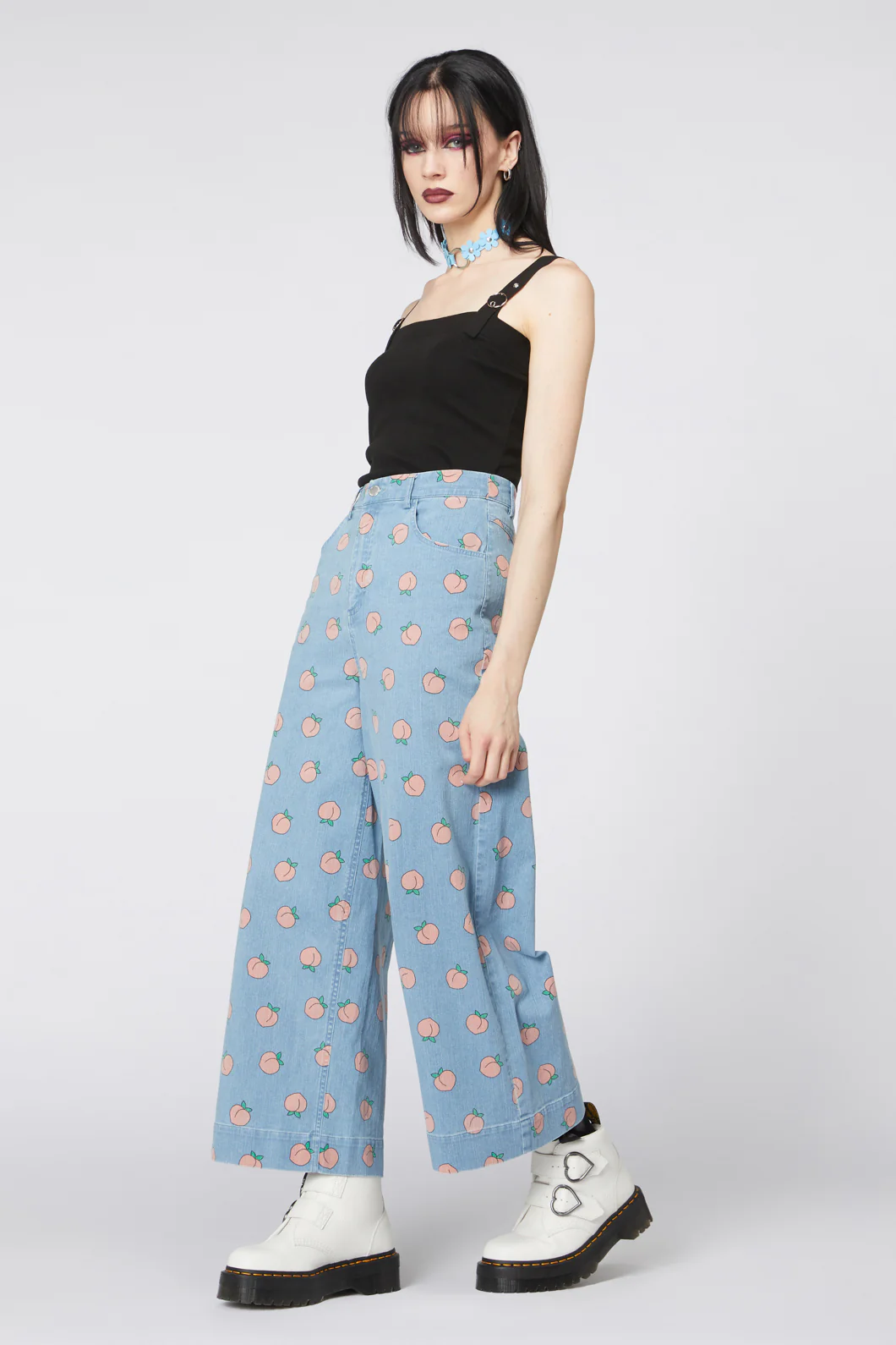 Denim Peach Wide Leg Jeans - Image 3