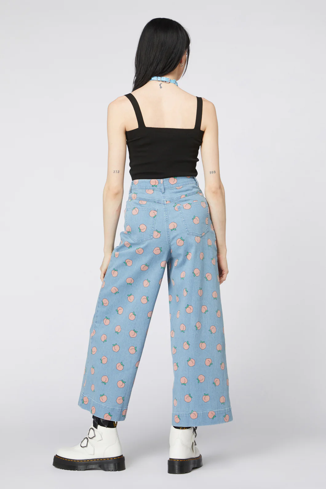 Denim Peach Wide Leg Jeans - Image 4