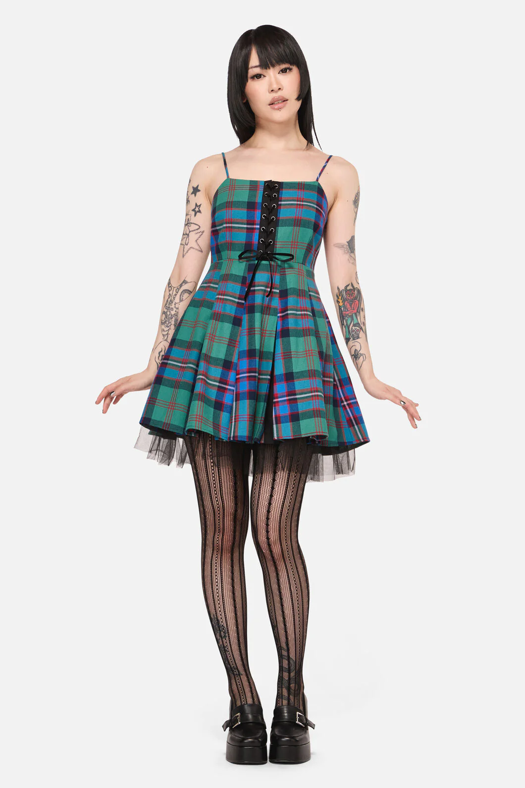 Diablo Goth Tartan Dress - Image 2