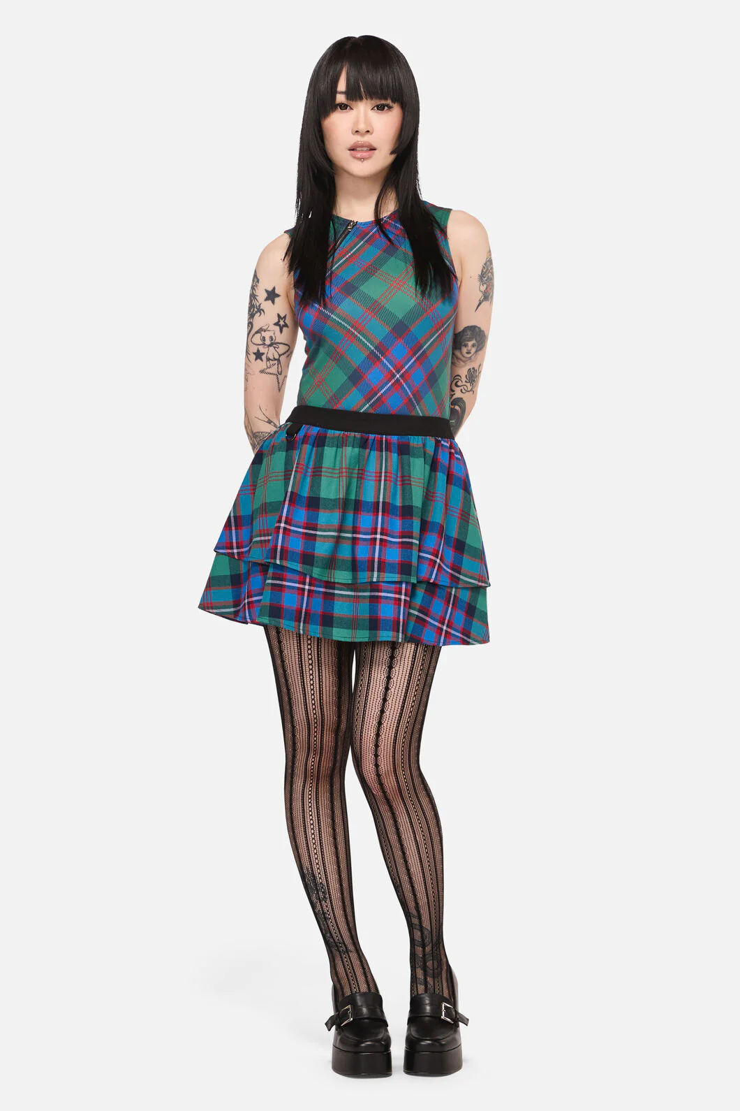 Diablo Goth Tartan Mini Skirt