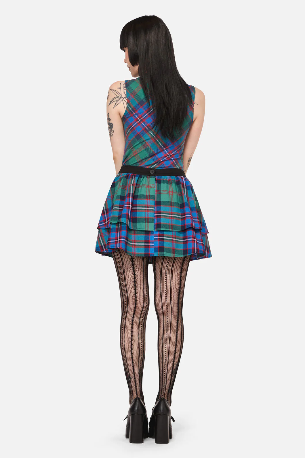 Diablo Goth Tartan Mini Skirt - Image 4
