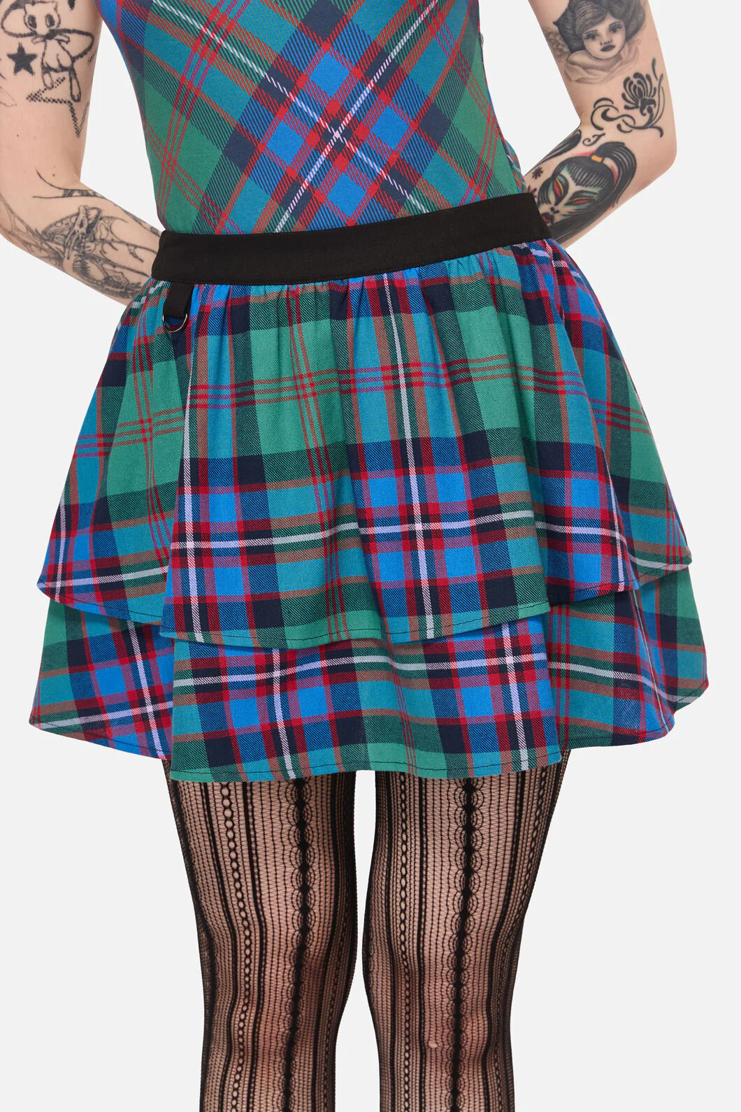 Diablo Goth Tartan Mini Skirt - Image 5