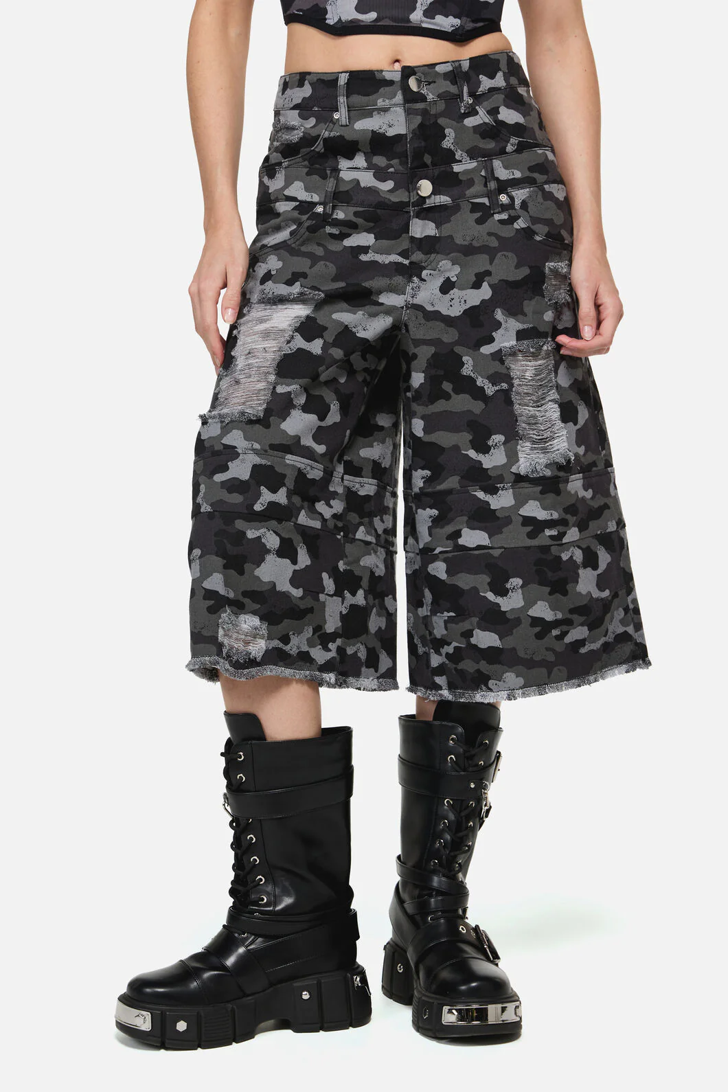 Disruptive Camp Distressed Jorts - Image 4